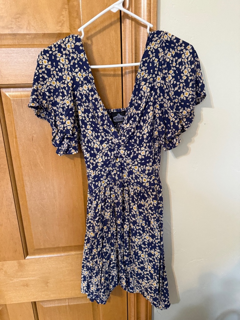 Angie Navy Floral Mini Dress with Flutter Sleeves
